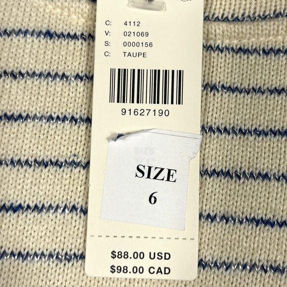 Eva Franco Womens Knit Top Sz 6 Ivory Striped Lace Overlay Bohemian Artsy Indie - Picture 4 of 7